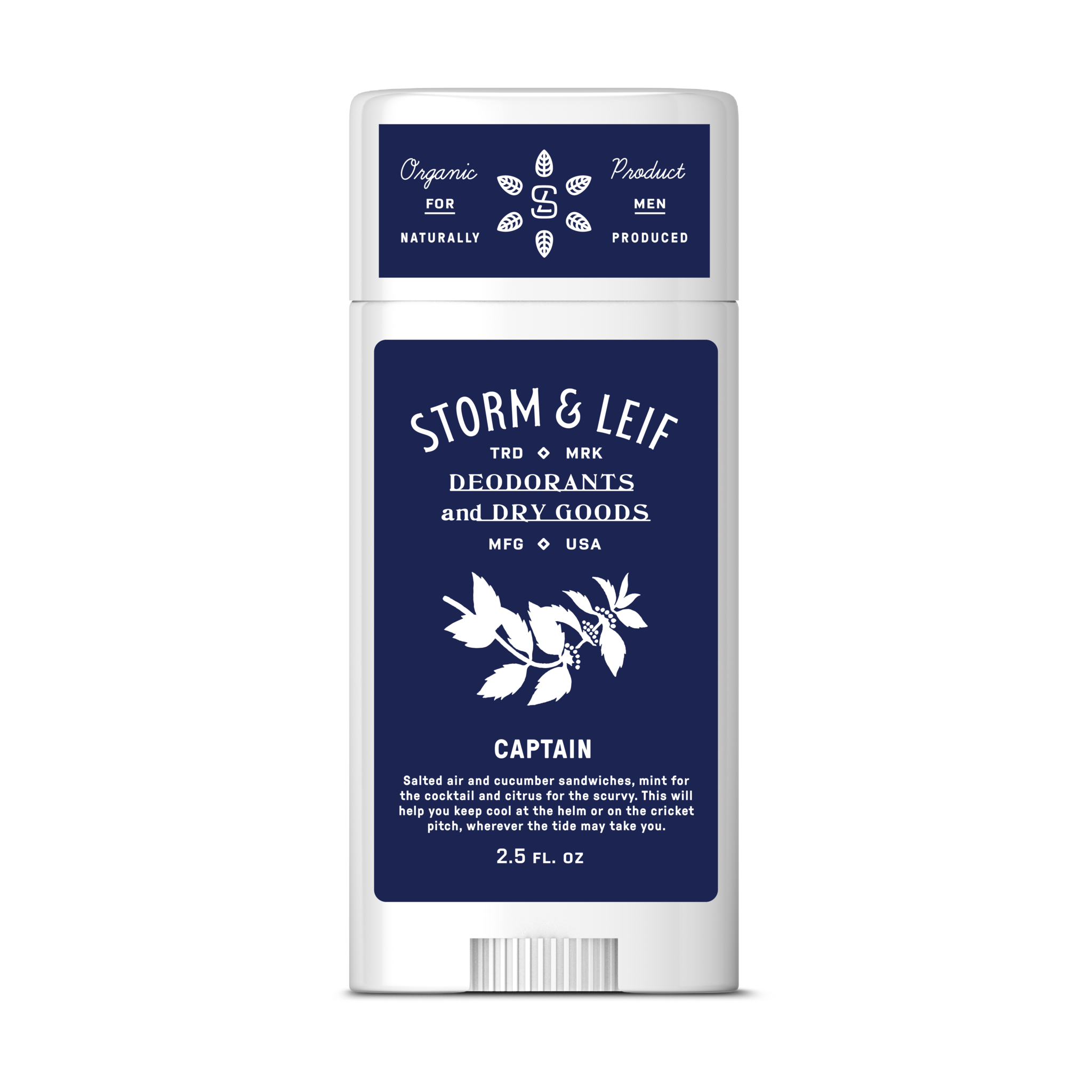 Captain all natural deodorant for men. Aluminum free and USDA organic certified