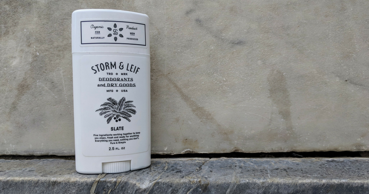 Unscented, natural, 100% organic deodorant for men. Slate by Storm & Leif